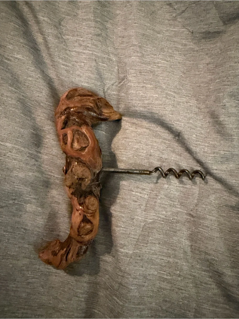 BIRD SHAPED Vintage Old Vine Grapevine Burl Wood Wine Bottle Opener Cork Screw